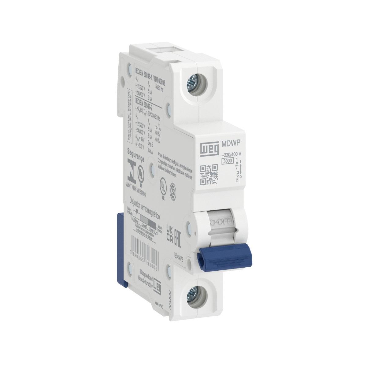 MINI INTERRUPTOR TERMOMAGNETICO 1 POLO 10A MDWP-C10-1
